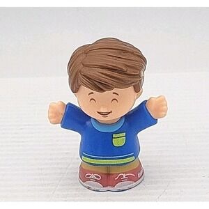 Fisher‎ Price Little People Figure Boy in Blue Shirt Smiling School Bus Toy #340